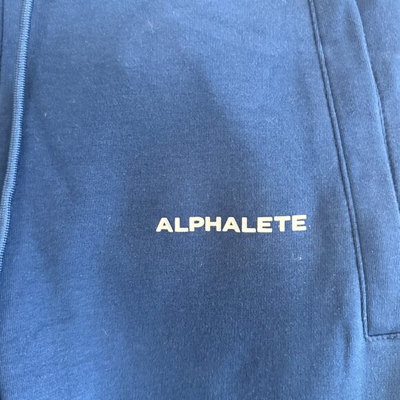 Alphalete Essential Core Joggers High Waist Blue Stretch Tapered Zip Pockets - Picture 12 of 13
